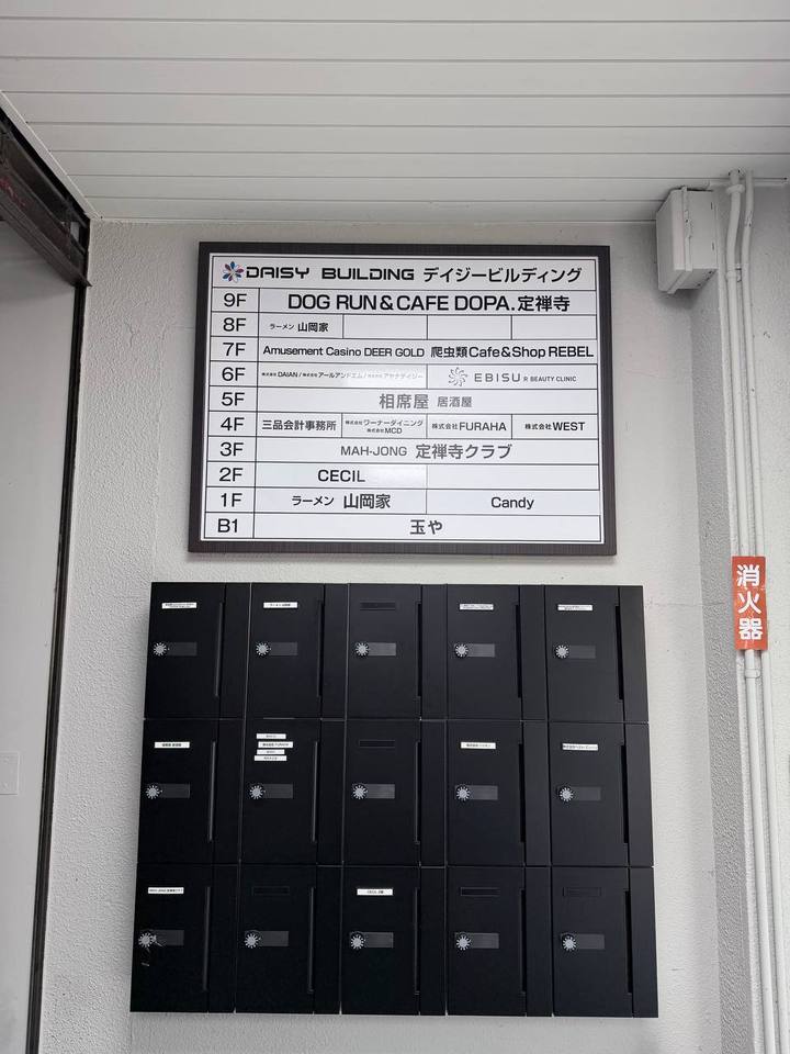 ビルの案内板(3F が定禅寺クラブ)